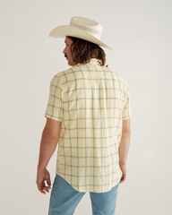 men's sawtooth linen short sleeve pearl snap