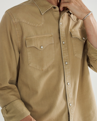 men's denim long sleeve pearl snap