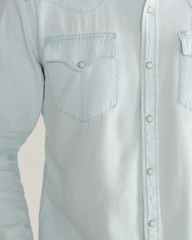 men's denim long sleeve pearl snap