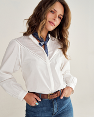 women's lace peasant top