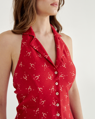 women's sleeveless collared mini dress