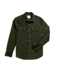 men's long sleeve texas weight corduroy pearl snap