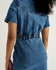 women's short sleeve denim dress