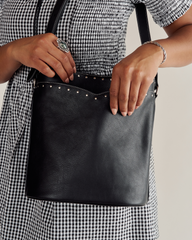cowhide bucket bag