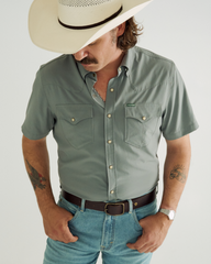 men's performance short sleeve western pearl snap