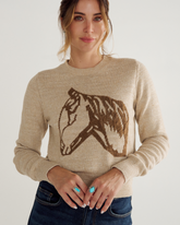 women's horse crew neck sweater