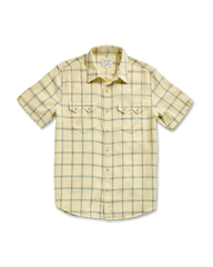 men's sawtooth linen short sleeve pearl snap