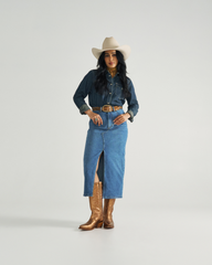 women's midi denim skirt