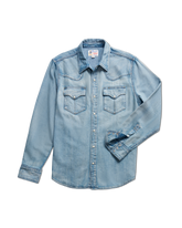 men's denim long sleeve pearl snap