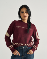 women's crew neck lucky boots sweater