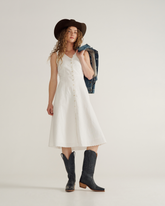 women's eyelet linen midi dress