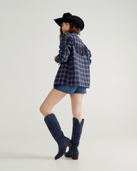 women's plaid fringe shacket