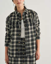 women's plaid fringe shacket