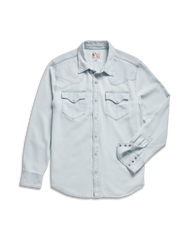 men's denim long sleeve pearl snap
