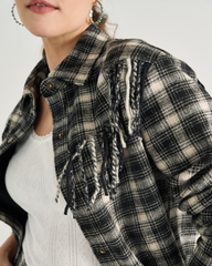 women's plaid fringe shacket