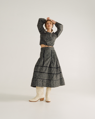 women's cotton poplin midi skirt