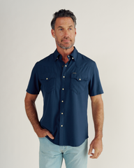 men's performance short sleeve western pearl snap