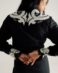 women's long sleeve applique mini dress