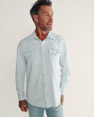 men's denim long sleeve pearl snap