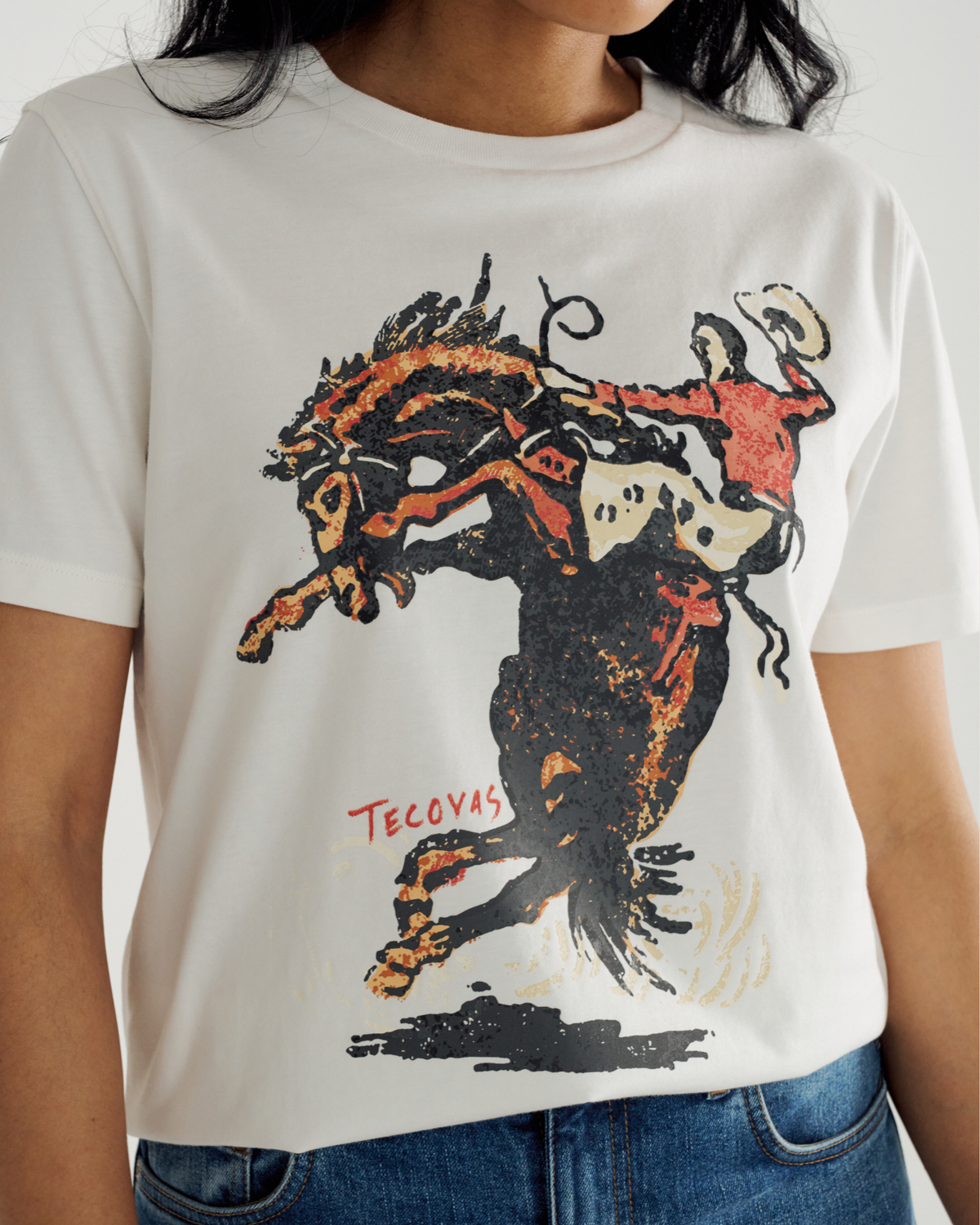 women's bucking bronco tee