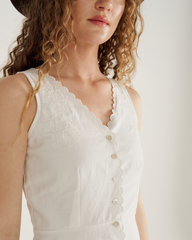 women's eyelet linen midi dress