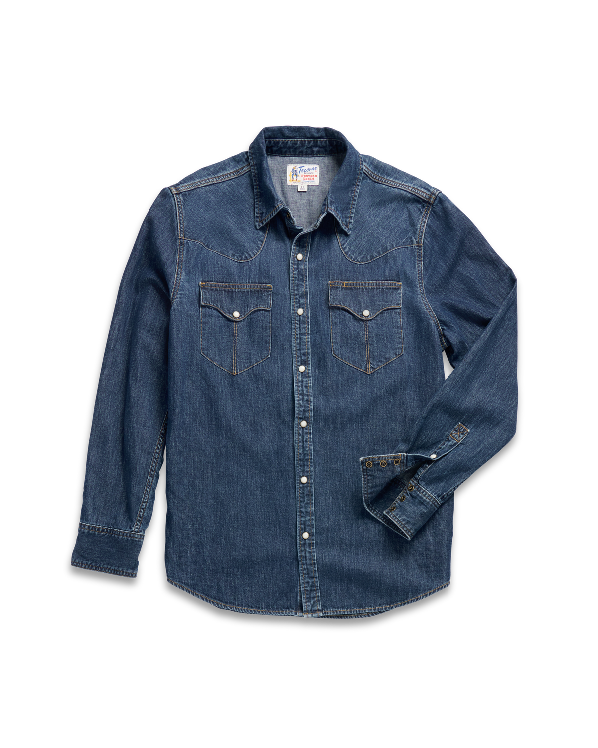 men's denim long sleeve pearl snap