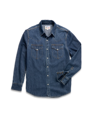 men's denim long sleeve pearl snap