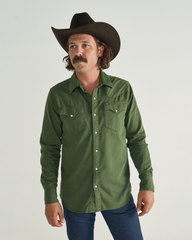 men's denim long sleeve pearl snap