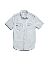 men's denim short sleeve pearl snap