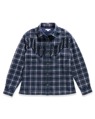 women's plaid fringe shacket