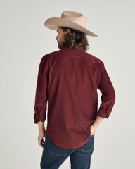 men's long sleeve texas weight corduroy pearl snap
