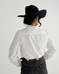 women's long sleeve embroidered cotton popover top