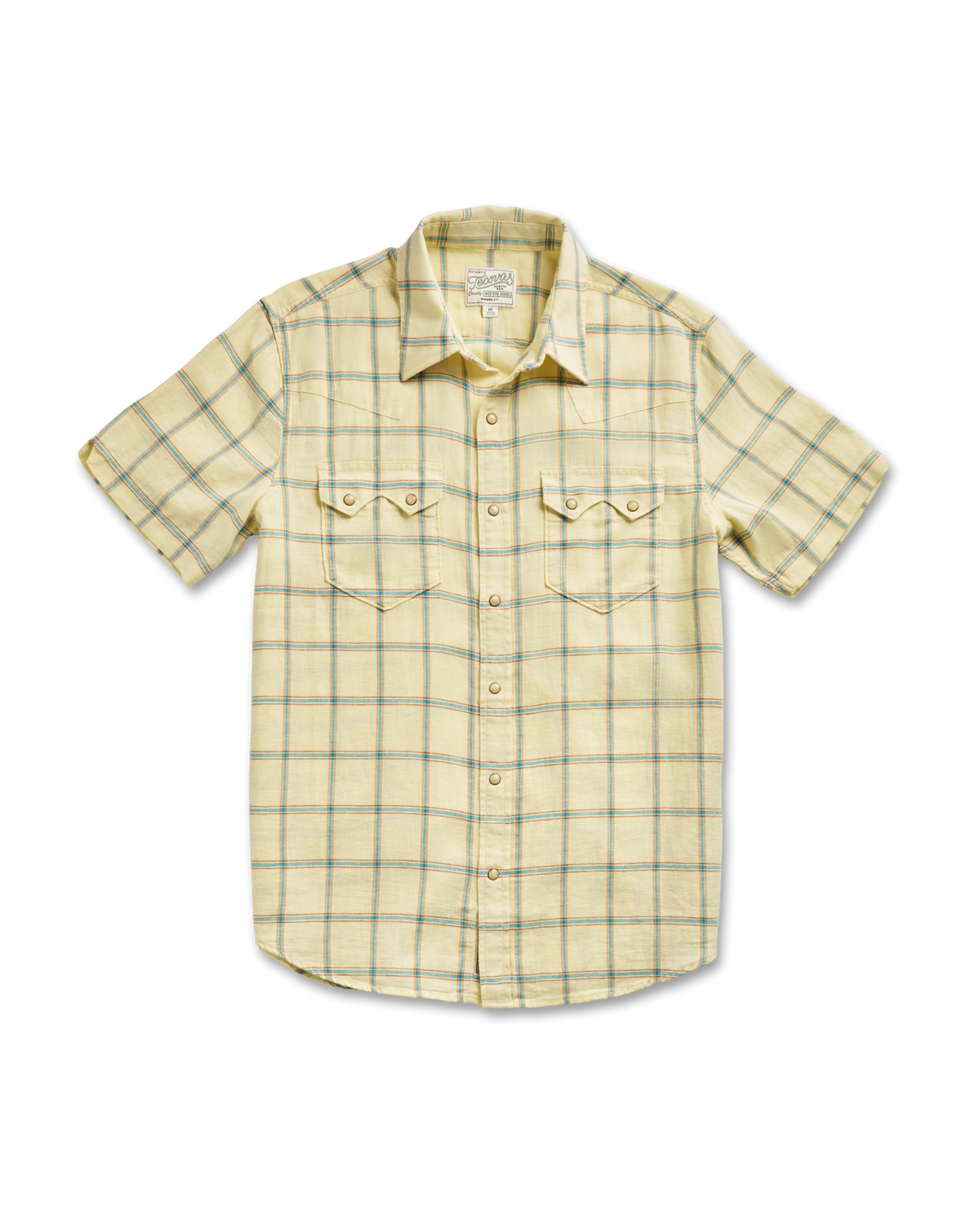 men's sawtooth linen short sleeve pearl snap