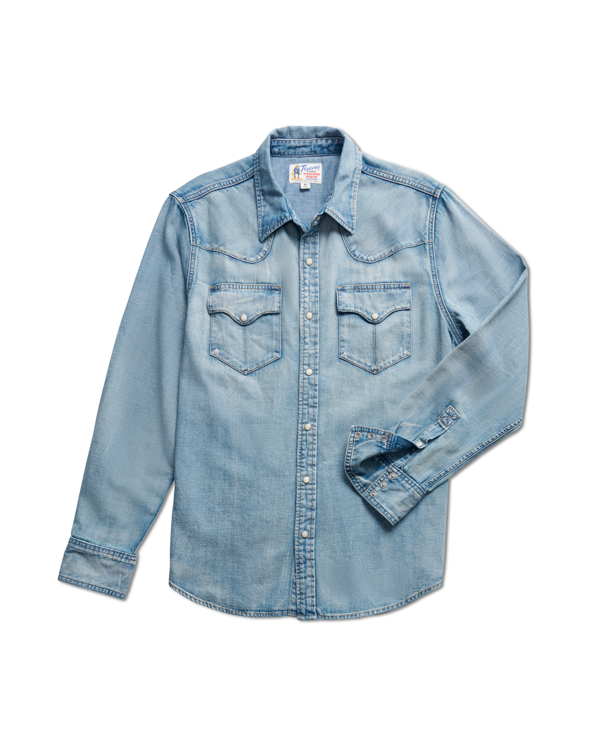 men's denim long sleeve pearl snap
