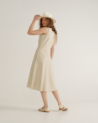 women's eyelet linen midi dress