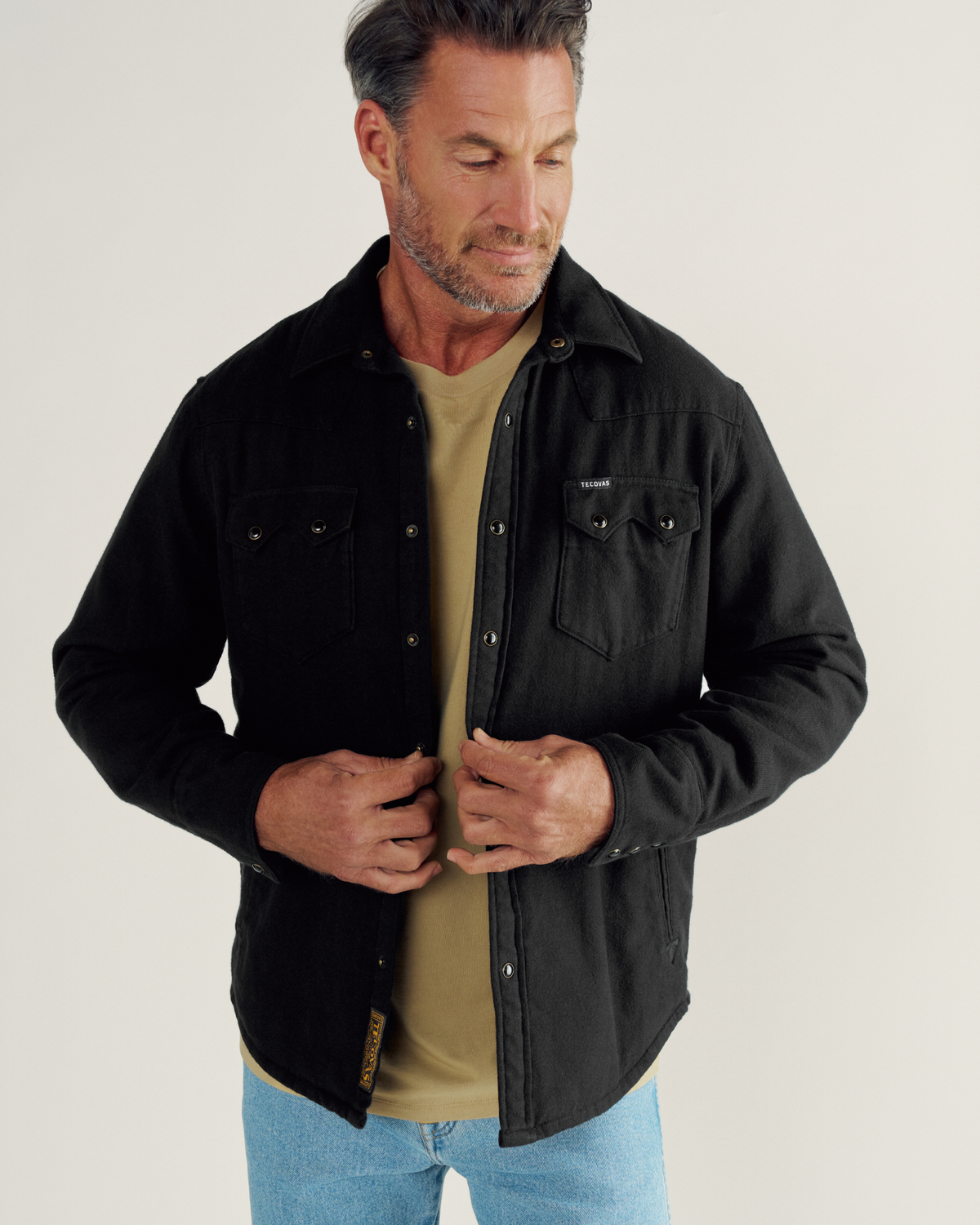 men's sawtooth pearl snap shacket