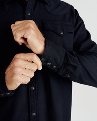 men's denim long sleeve pearl snap