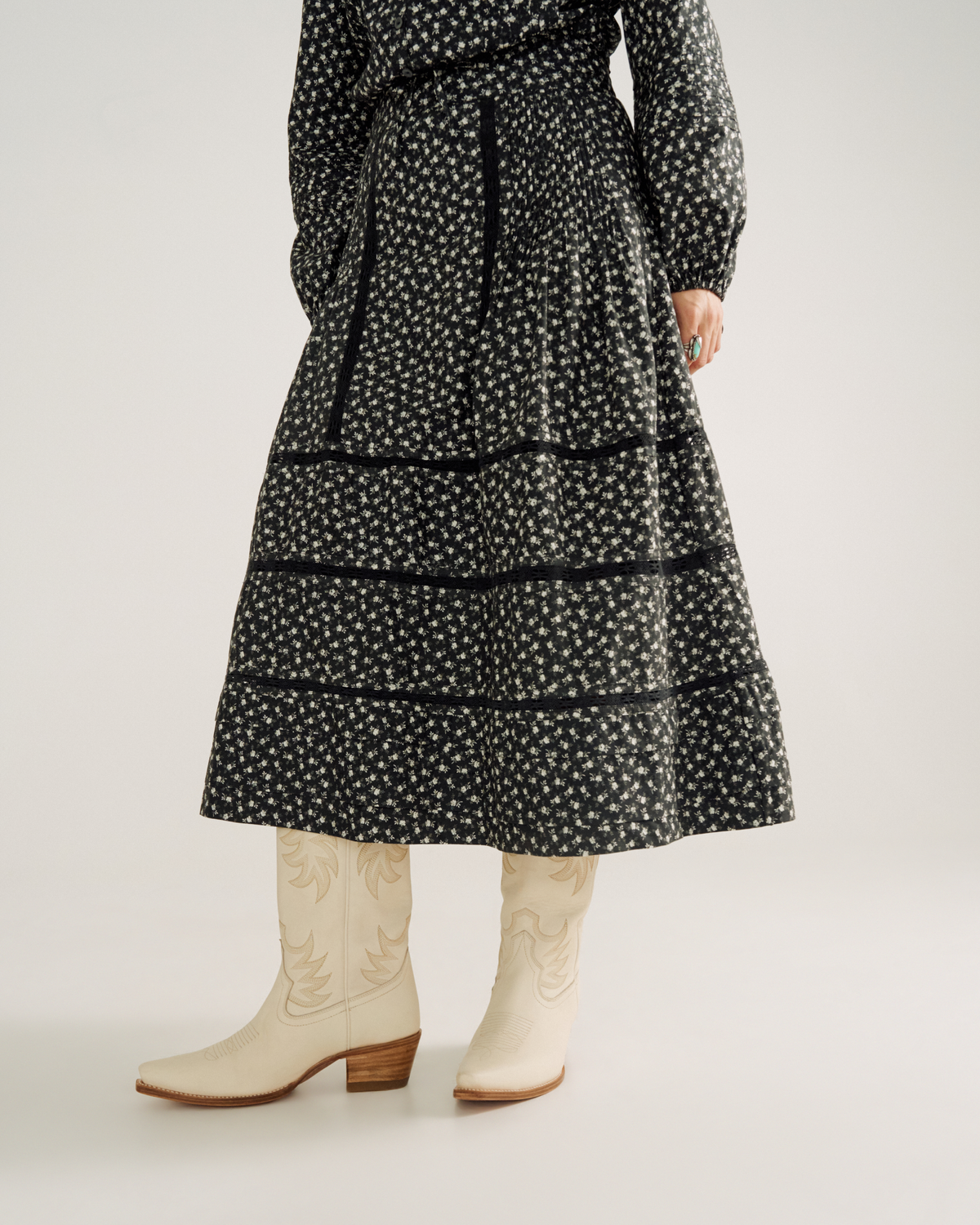 women's cotton poplin midi skirt