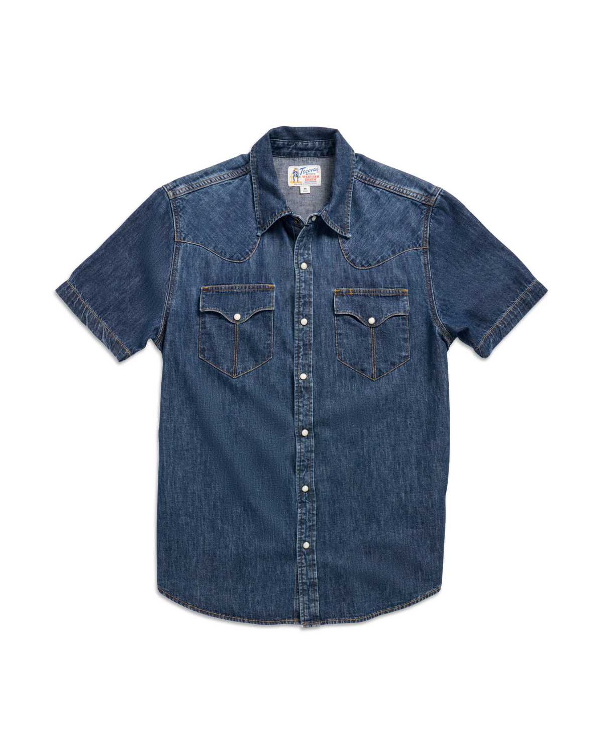 men's denim short sleeve pearl snap