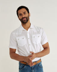 men's sawtooth short sleeve pearl snap