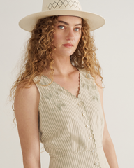 women's eyelet linen midi dress