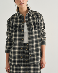 women's plaid fringe shacket