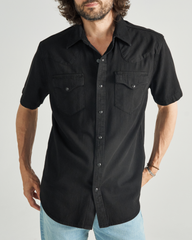men's denim short sleeve pearl snap