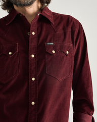 men's long sleeve texas weight corduroy pearl snap