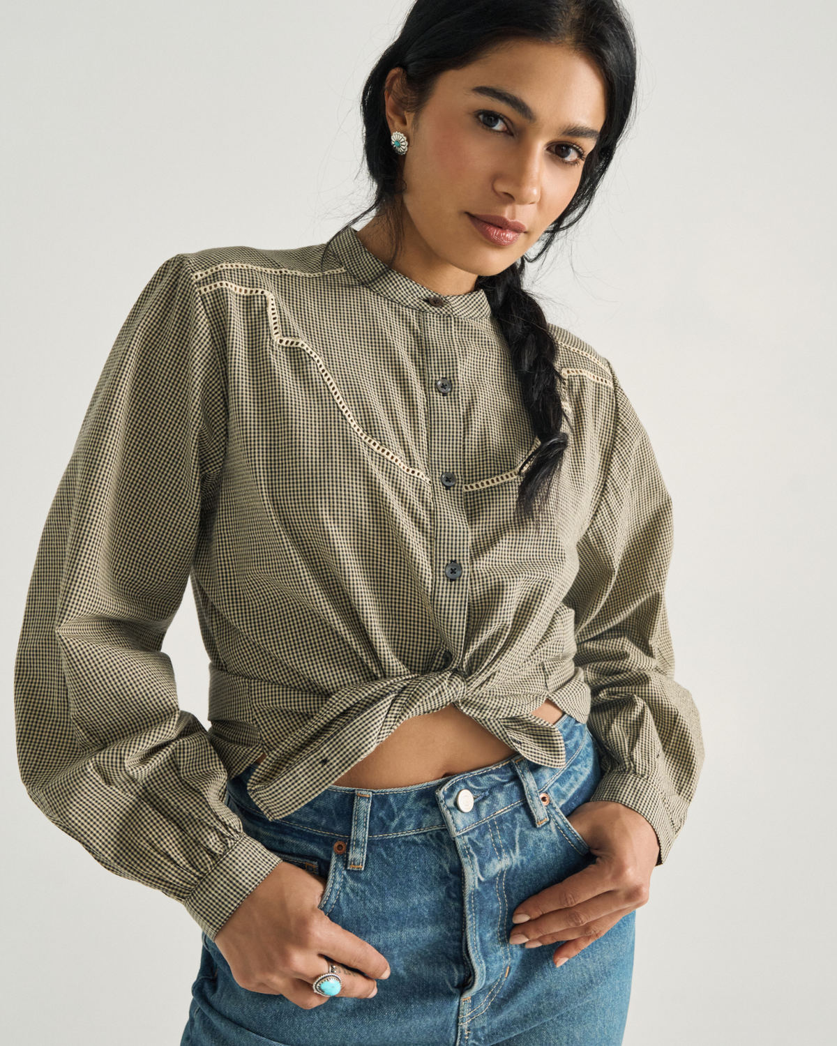 women's mini seersucker blouse