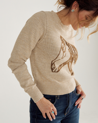 women's horse crew neck sweater