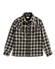women's plaid fringe shacket