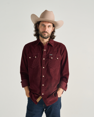men's long sleeve texas weight corduroy pearl snap