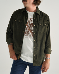 men's long sleeve texas weight corduroy pearl snap