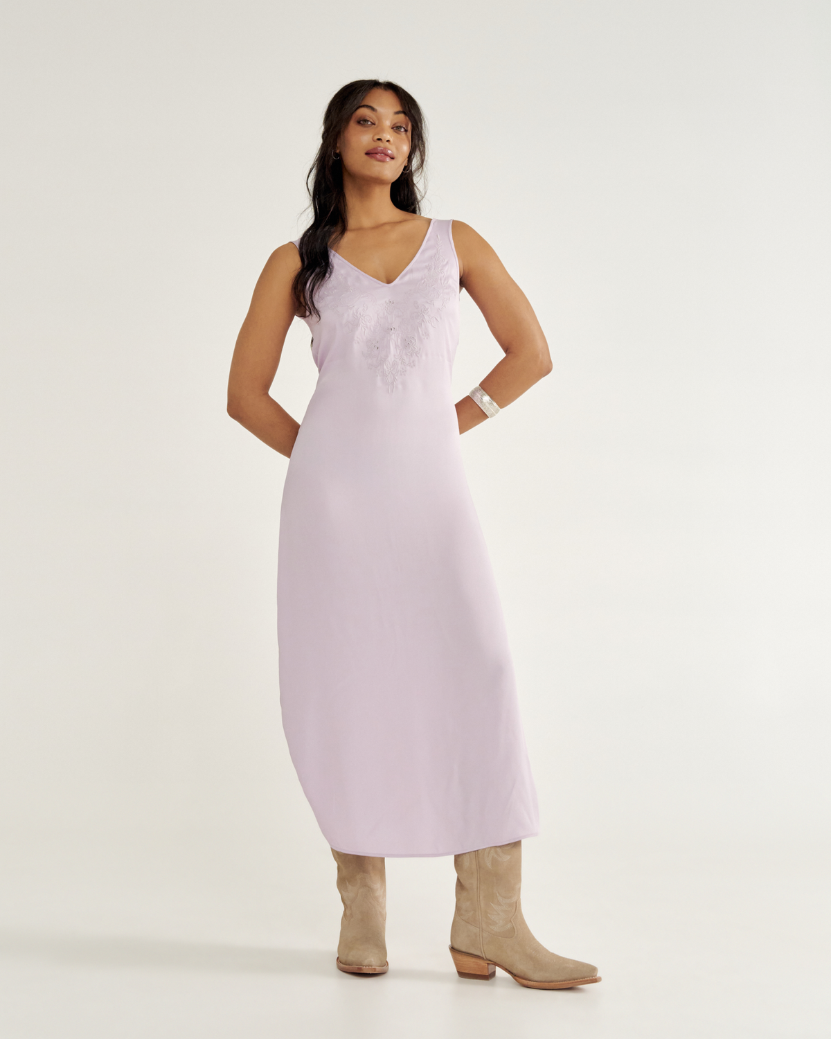 women's embroidered slip dress